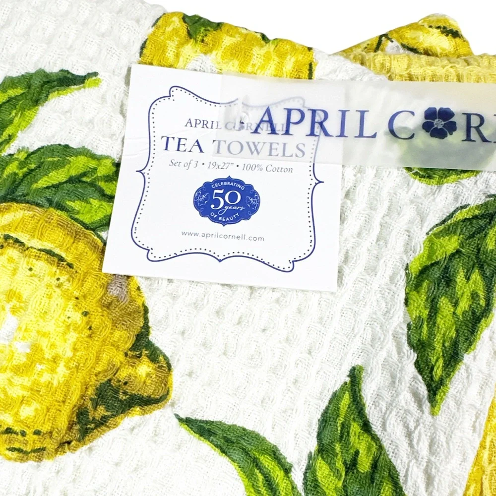NEW ApriL Cornell LEMON THEMED Kitchen Towel Set/3